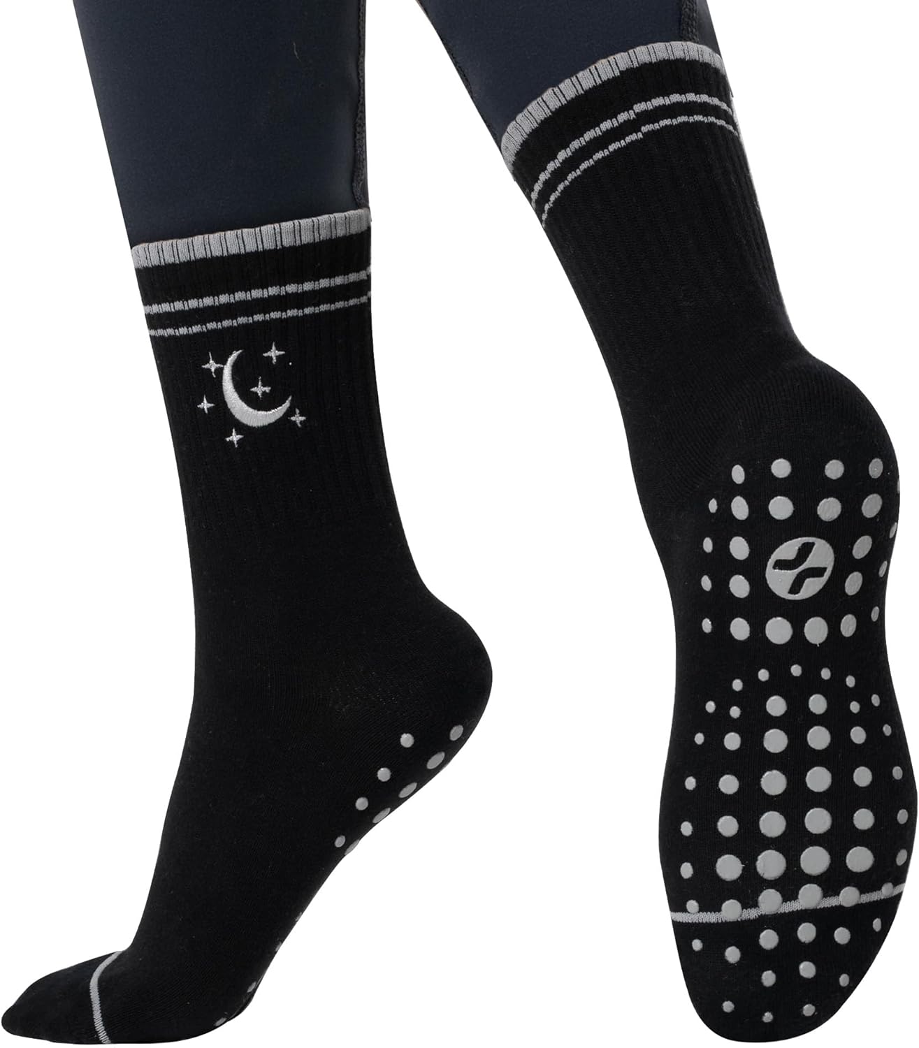 COOLMATE Pilates Socks with Grips for Women, Yoga Socks, Crew Non Slip Women for Barre, Pilates Gifts for Women - Colors B