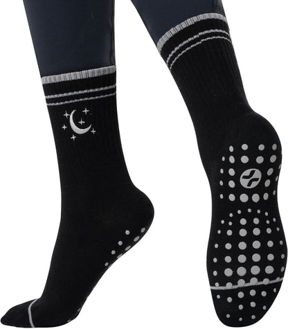 COOLMATE Pilates Socks with Grips for Women, Yoga Socks, Crew Non Slip Women for Barre, Pilates Gifts for Women - Colors B