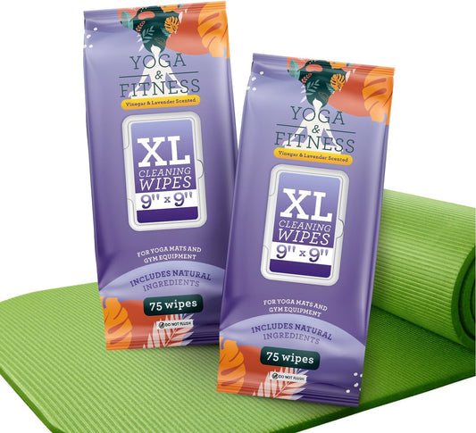 IMPRESA Yoga Mat Cleaner Wipes - Heavy Duty Cleaning for Exercise Equipment - Wipes for Yoga Mats - Lavender Essential Oil Freshening - 150 Count, 9 x 9 in, Lavender