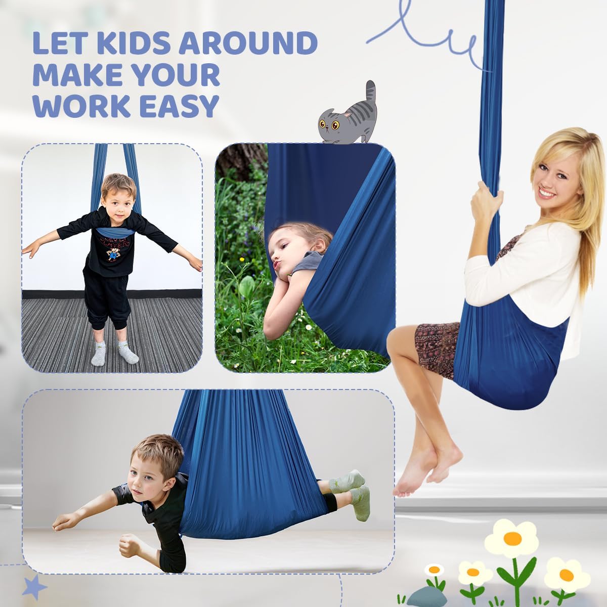 Aokitec Therapy Swing for Kids with Special Needs (Hardware Included) Snuggle Swing Cuddle Hammock Indoor Adjustable Aerial Yoga for Children with Autism, ADHD, Asperger, Sensory Integration