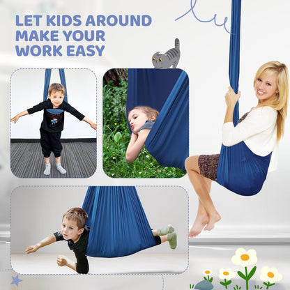 Aokitec Therapy Swing for Kids with Special Needs (Hardware Included) Snuggle Swing Cuddle Hammock Indoor Adjustable Aerial Yoga for Children with Autism, ADHD, Asperger, Sensory Integration