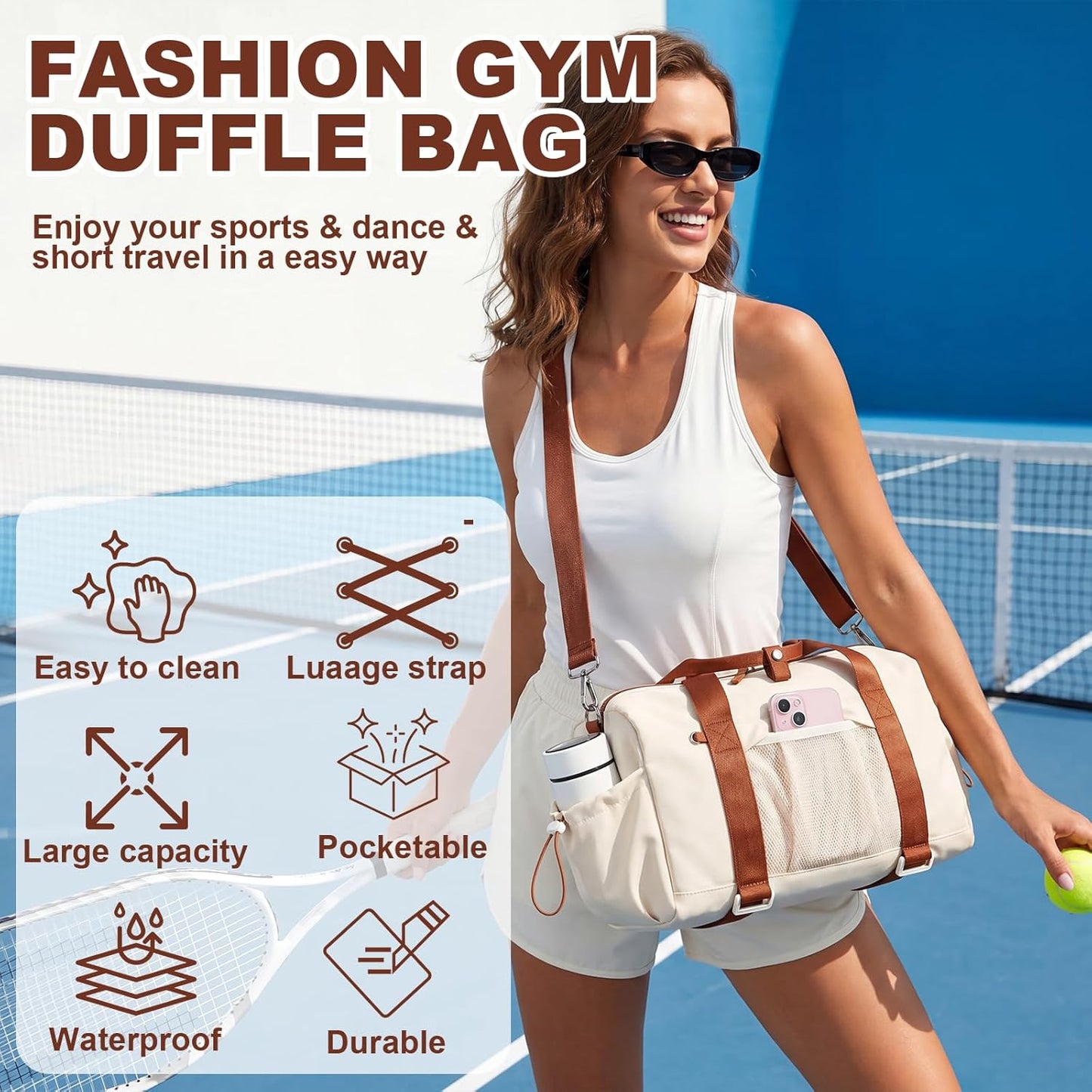 LEDAOU Small Gym Bag for Women, Mini Duffle Bag with Yoga Mat Holder Lightweight Carry On Sports Bag with Separate Shoe Pocket and Wet Pocket Duffel Bags Dance Yoga Workout Bag (Pink)