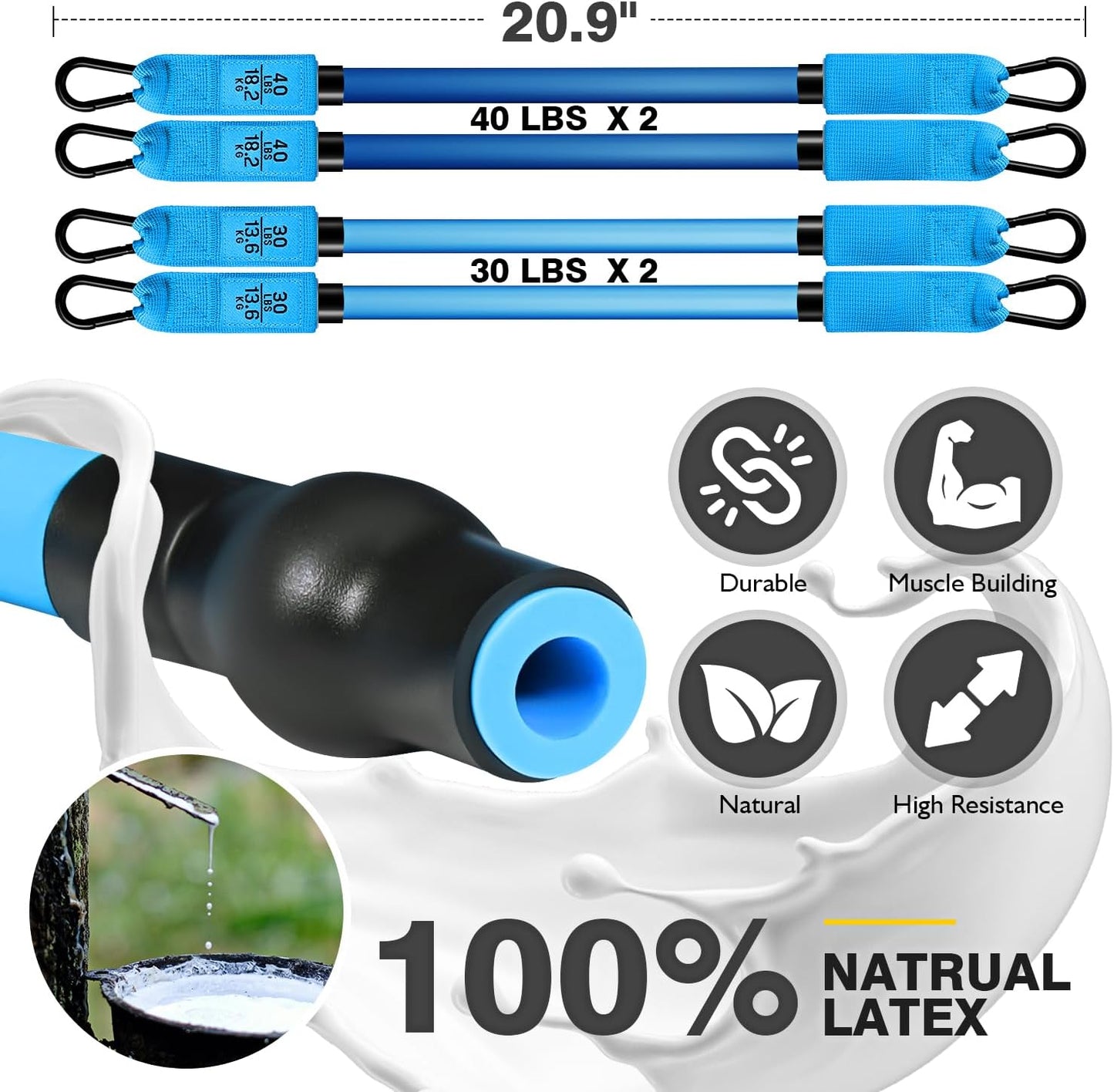 Ayombo Pilates Bar Kit with Resistance Bands, Pilates Workout Equipment for Legs, Hip, Waist, Arm, Squats Exercise Equipment for Home Workouts, Adjustable 3-Section Pilates Bar Kit for Women & Men