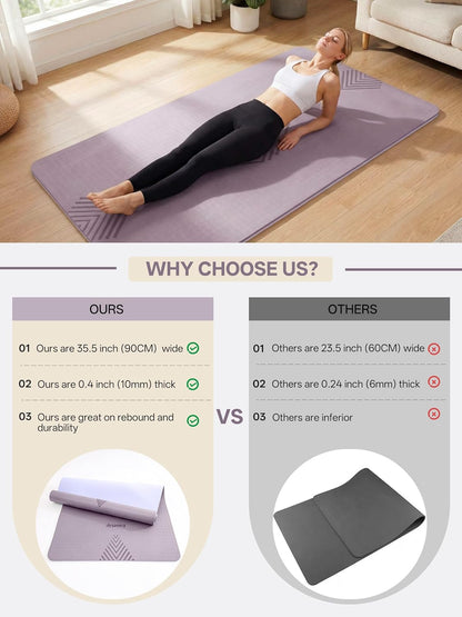 EaseUp Large yoga mat,73’x35.5’x0.4’,extra thick and wide,10mm pilates mat,non-slip exercise mat,workout mats for home gym