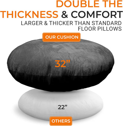 Cheer Collection Meditation Cushion - Ergonomic Floor Pillow, Yoga Pillow with Buckwheat Filling, Zafu Meditation Cushion, Comfort & Meditation Posture Support
