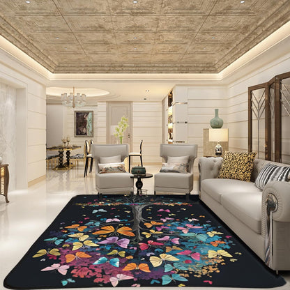 Butterfly Carpet Area Rug - Lovely Butterflies Printed Carpets for Kids Butterfly Theme Living Room Indoor Bedroom Decor Soft Polyester Yoga Mat 2'x3'