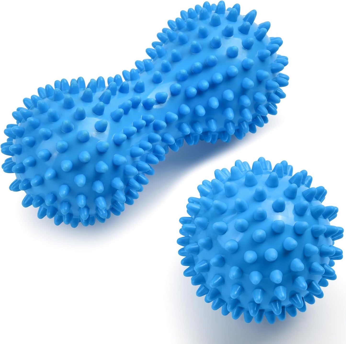URAQT Spiky Massage Ball Set, 2 Pack Physical Therapy Massage Balls, Hard Lacrosse Ball & Spiky Massage Ball for Myofascial Release and Trigger Point Deep Tissue Massage (Red)