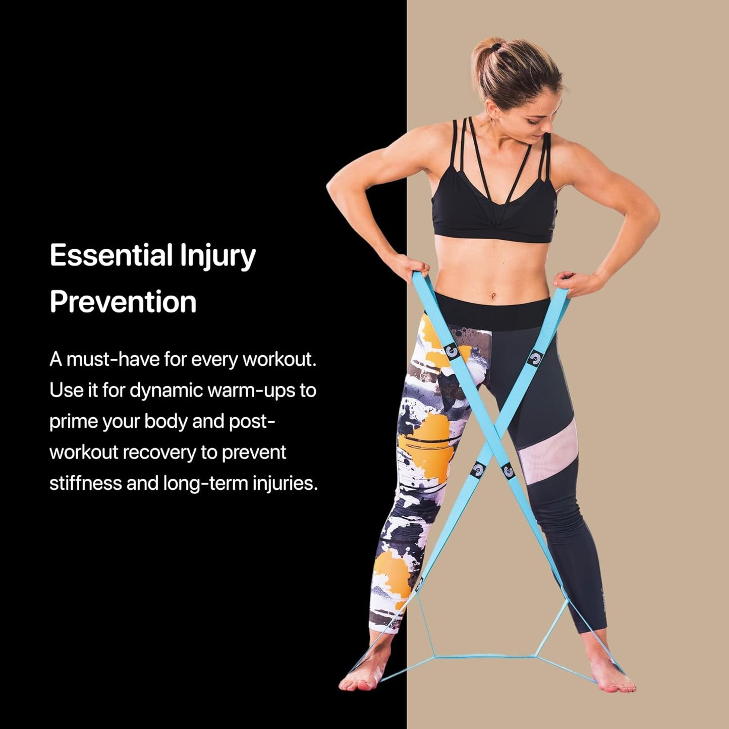 YOGA-EVO Elastic Stretching Strap with Loops for Physical Therapy - Stretch & Activate Muscles - Increase Mobility & Recovery - Soft Cotton & Spandex - Includes Carrying Pouch & Video Exercises