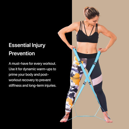 YOGA-EVO Elastic Stretching Strap with Loops for Physical Therapy - Stretch & Activate Muscles - Increase Mobility & Recovery - Soft Cotton & Spandex - Includes Carrying Pouch & Video Exercises