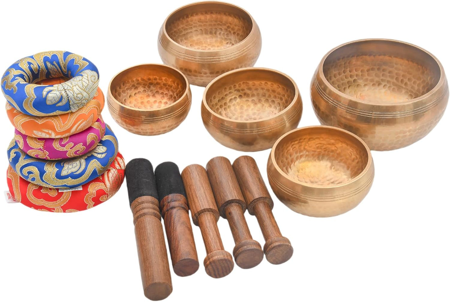 Tibetan Singing Bowl Set - Authentic Cuencos Tibetanos for Sound Healing, Meditation & Chakra Balancing - Includes Cushion, Mallet-Unique Spiritual Gifts for Women and Men (7 Chakra Hand Hammered Set)