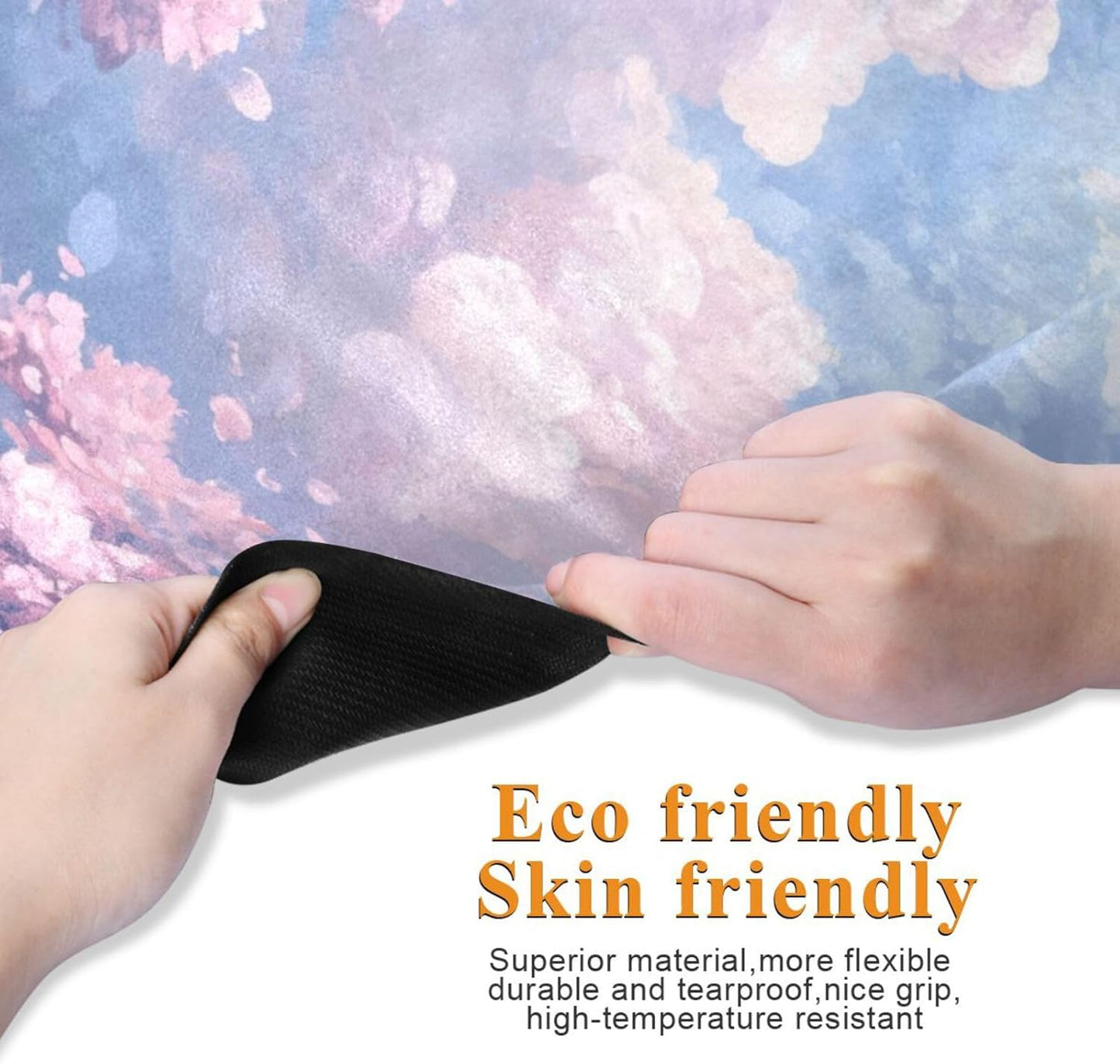 Kigai Travel Yoga Mat 71" x 24" Non Slip Natural Rubber Foldable Exercise Mat Ultra Thin 1.5mm Lightweight for Fitness, Pilates & Home Workout, Colorful Clouds