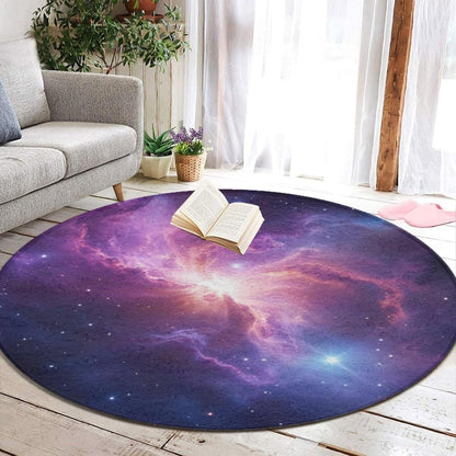 Soft Round Yoga Carpet, Office Chair Decor Round Mat for Carpet and Hardwood Floors Purple Butterfly