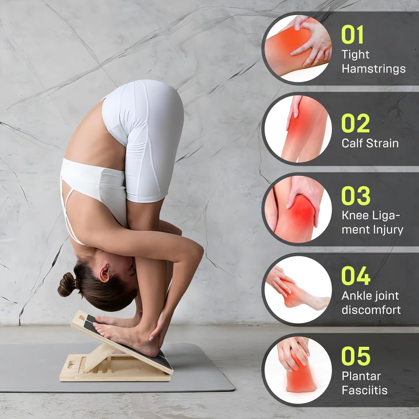 Wooden Slant Board for Calf Stretching – Adjustable Incline Board for Squats, Ankle & Achilles Stretch, Physical Therapy Foot Stretcher, Non-Slip Wedge for Knees Over Toes, Balance & Mobility Training