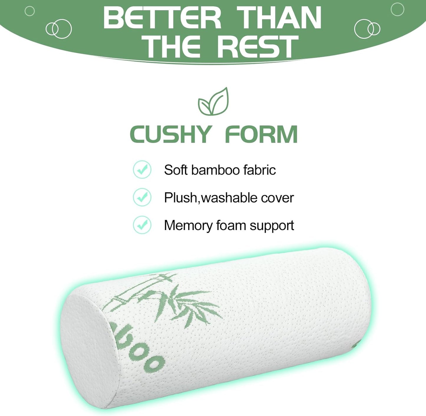 Bucherry 3 Pack Cervical Neck Roll Memory Foam Pillow Cylinder Bolster Pillow for Bed Round Neck Support with Removable Washable Cover for Sleeping Travel Yoga Legs Back Lumbar(18 x 4 Inches)