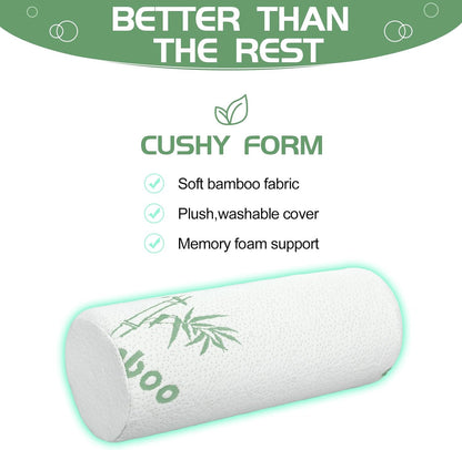 Bucherry 3 Pack Cervical Neck Roll Memory Foam Pillow Cylinder Bolster Pillow for Bed Round Neck Support with Removable Washable Cover for Sleeping Travel Yoga Legs Back Lumbar(18 x 4 Inches)