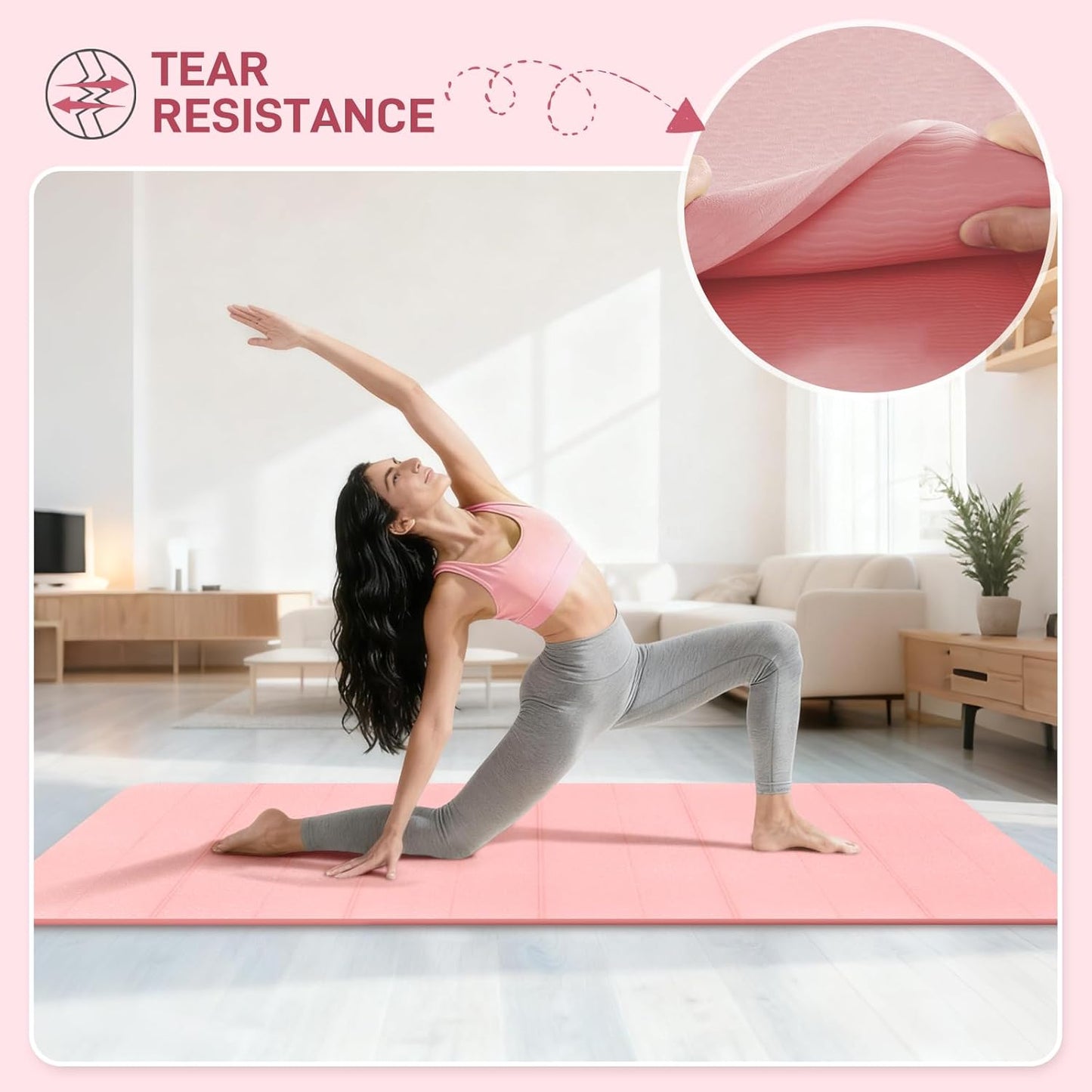 Foldable Yoga Mat 72"x28"x0.25" in, 70cm Wide Non Slip Pilates Mat, 6mm Thick Travel Yoga Mat Packable, Exercise Mats for Home Workout, Folding Stretching Mat for Women and Men