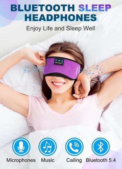 TOPOINT Sleep Mask with Headphones Bluetooth 5.4 Wireless, Sleep Headphones Earphones Earbuds with Microphone HD Speakers Music, Blackout Eye Mask for Sleeping Travel Meditation Men Women Cool Gadgets