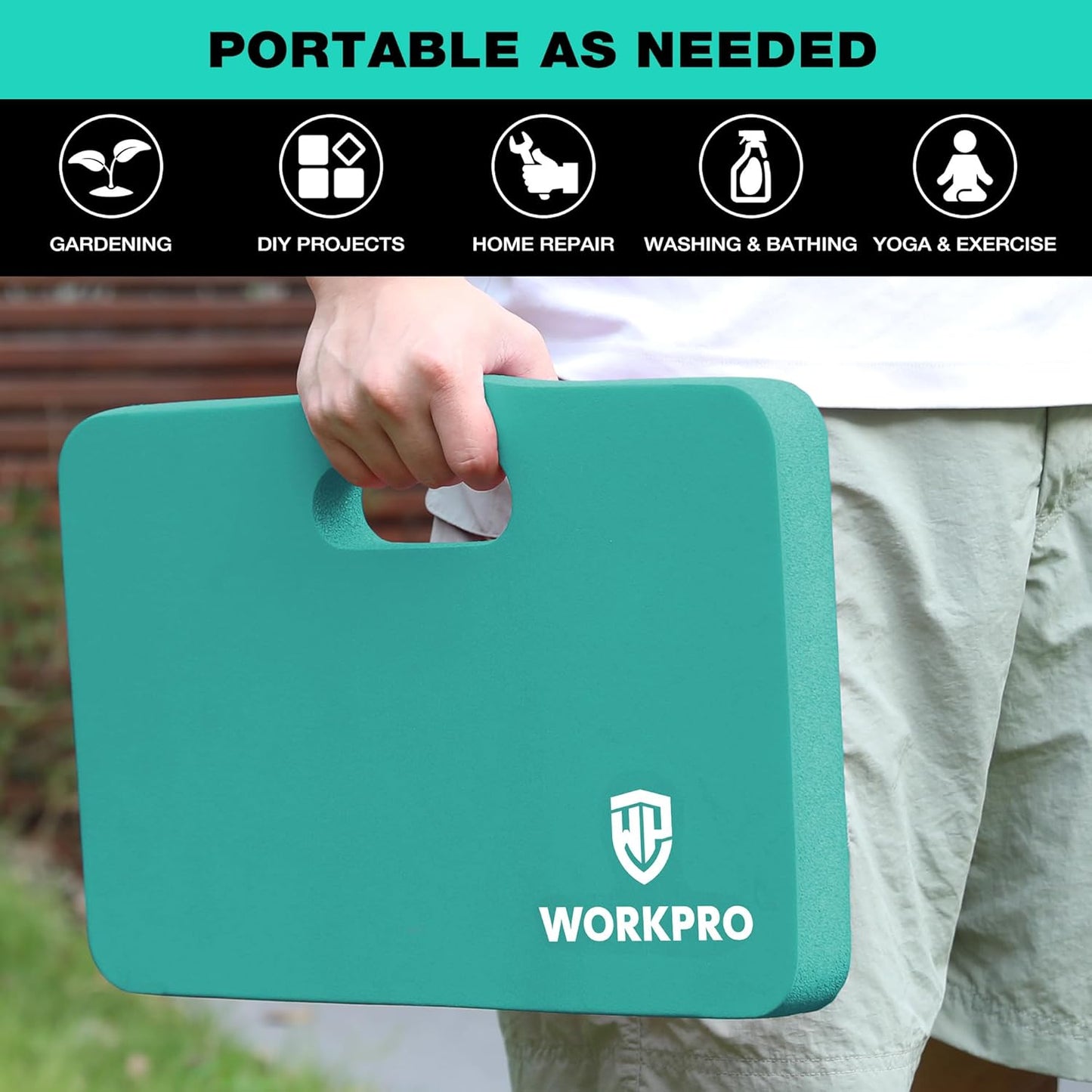WORKPRO Extra Thick Kneeling Pad, Soft NBR Foam Cushioning for Knee, Large Foam Kneeler Mat for Gardening, Bathing Baby, Exercise, Workout Supplies, 17.5 x 11 x 1.5 in, Black