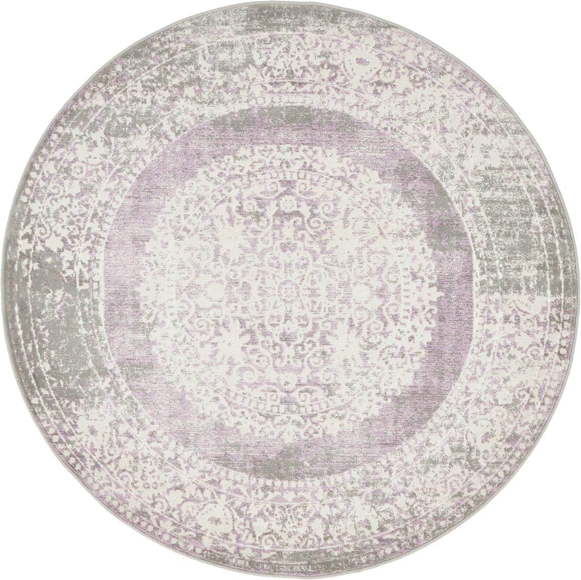 Unique Loom New Classical Collection Area Rug - Olwen (4'Round, Purple/ Gray)