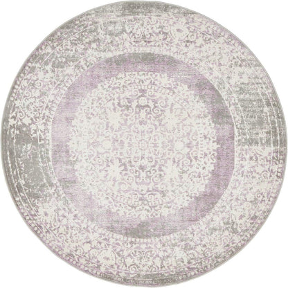 Unique Loom New Classical Collection Area Rug - Olwen (4'Round, Purple/ Gray)