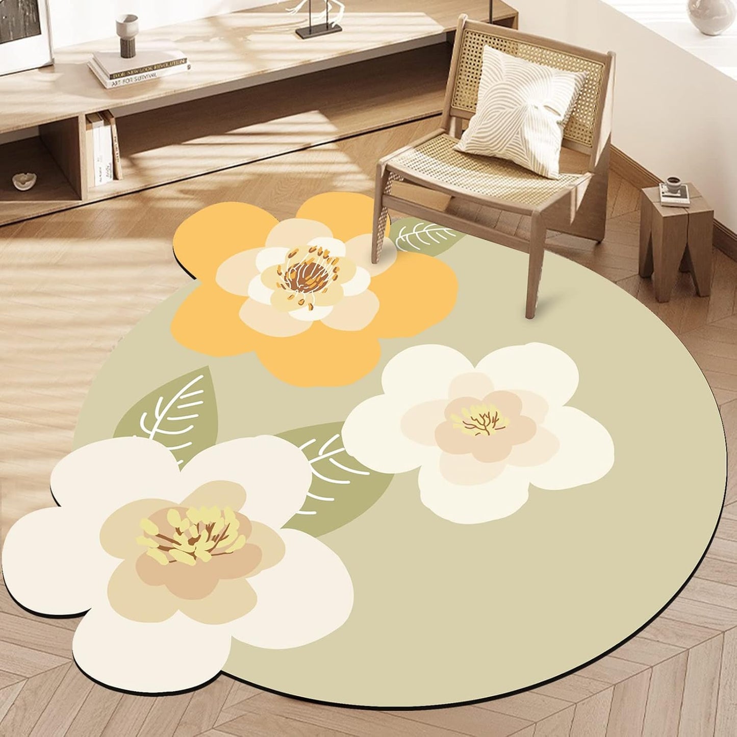 ABREEZE Irregular Large Flower Meditation Mat Non Slip Round Pilates Yoga Mat Natural Rubber with Sueded Surface Exercise Mat