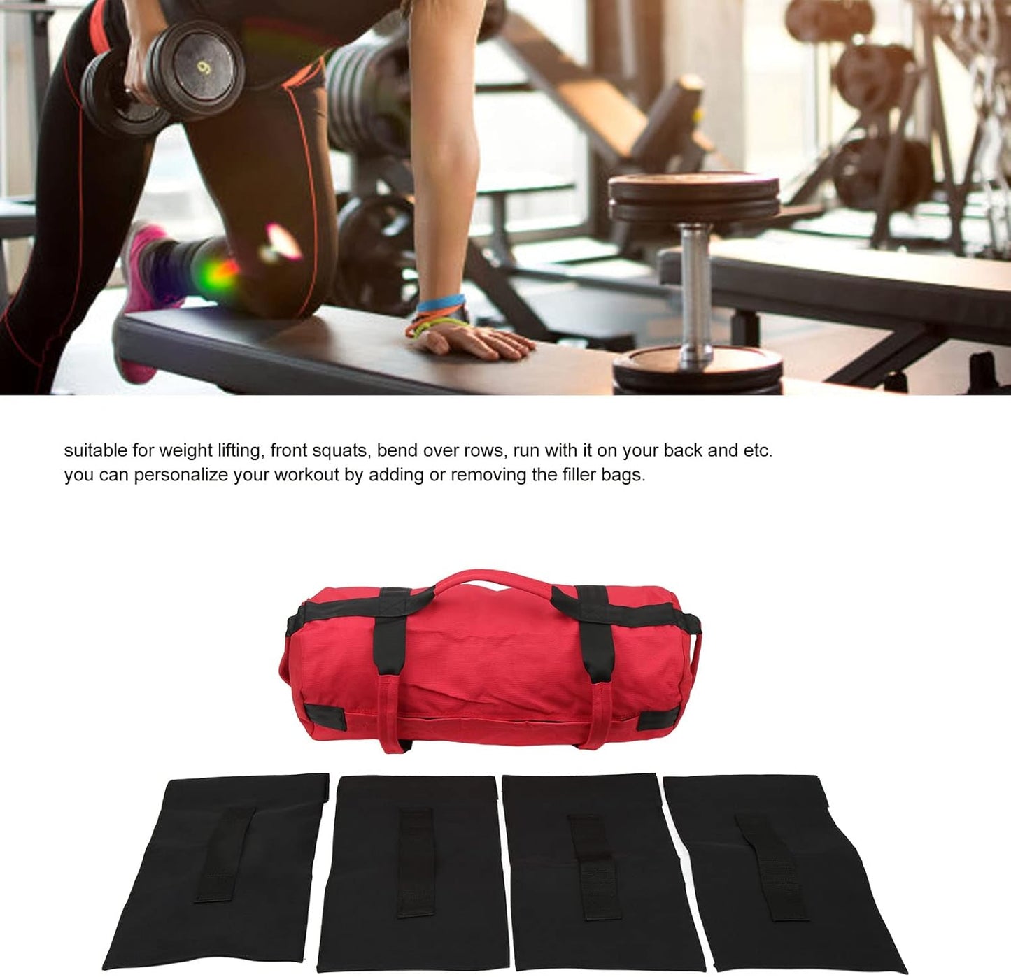 Multi Purpose Oxford Fabric Workout Sandbag with 6 Handles and Filler Bags for Indoor Gym Easy Adjustment, Easy Storage