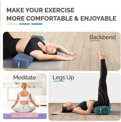 Yes4All Triple-Layer Sponge Yoga Bolster for Restorative Yoga & Meditation – Supportive Pillow for Balance & Pose Adjustments