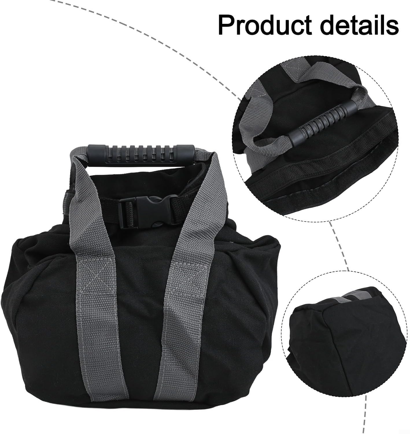 Adjustable Canvas Kettlebell Sandbag with Ergonomic Handle,for Fitness Strength Training Yoga Home Gym Workouts Supports 0-35 lb