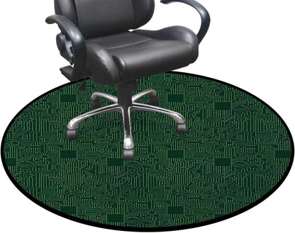 Emerald Fern Green Round Area Rugs,Indoor Throw Runner Circle Rug Entryway Doormat Floor Carpet Pad Yoga Mat for Bedroom Living Room Circuit Board Diagram Diameter 39.4 in