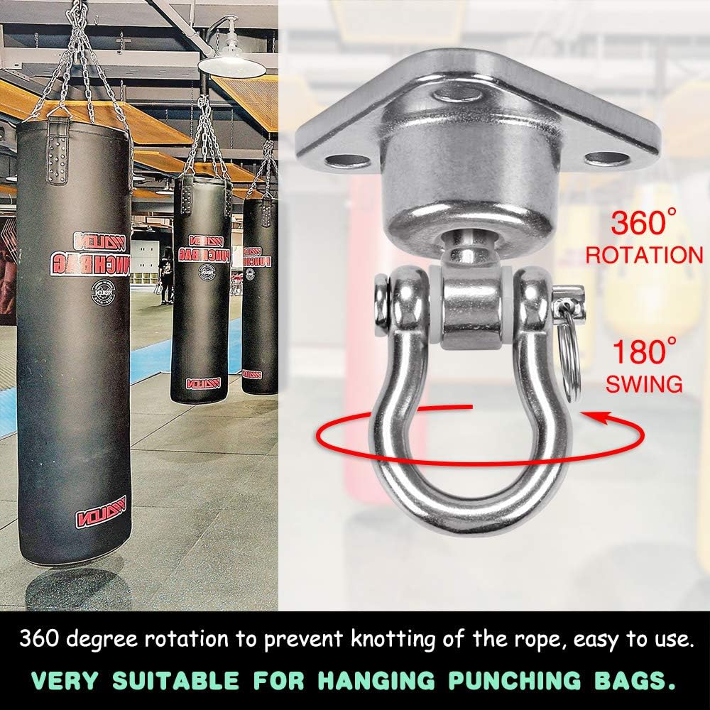 9M Stainless Steel Hanger with Smooth Swing Bearings, Heavy Duty 180°+360° Swivel Swing Hook, 1500 lb Capacity Playground Yoga Hammock Chair Rope, sandbag Porch Swing Bag Sleeve