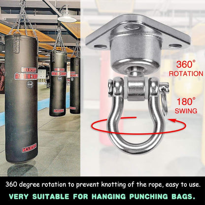 9M Stainless Steel Hanger with Smooth Swing Bearings, Heavy Duty 180°+360° Swivel Swing Hook, 1500 lb Capacity Playground Yoga Hammock Chair Rope, sandbag Porch Swing Bag Sleeve