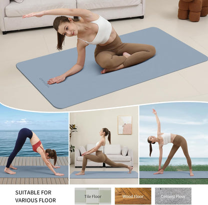 Extra Wide & Thick 8mm Yoga Mat, 72"x31.5" Large Non Slip Exercise Mat, Premium POE Material for Superior Cushioning & Stability, with Strap for Home Gym, Pilates