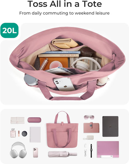 BAGSMART Tote Bag for Women, Foldable Tote Bag With Zipper Travel Shoulder Bag Handbag for Work