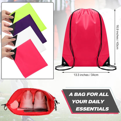 Shappy Drawstring Backpack Bulk Sports Gym Cinch Bag Polyester String Bag for Men Women(10 Colors,100 Pcs)