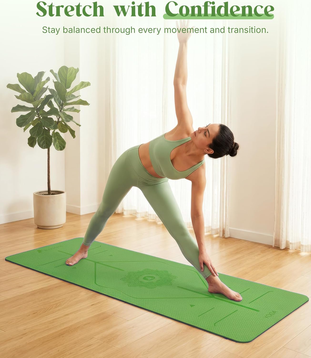 ROMIX Pro Yoga Mat Thick 6mm (1/4 inch), 72"L x 24"W Non-Slip Workout Mat with Alignment Lines, Large Yoga Mats for Women Men With Carry Bag, Exercise Mats for Home Workout Training Equipment