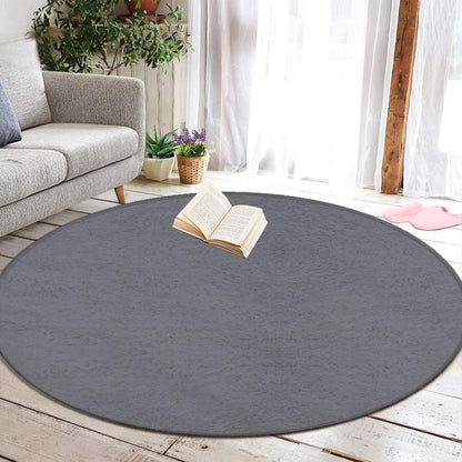 Machine Washable Modern Round Area Rug, Room Sofa Yoga Soft Round Carpet, Home Decor Non Slip Kitchen Office Circle Rug Grey, 24inch