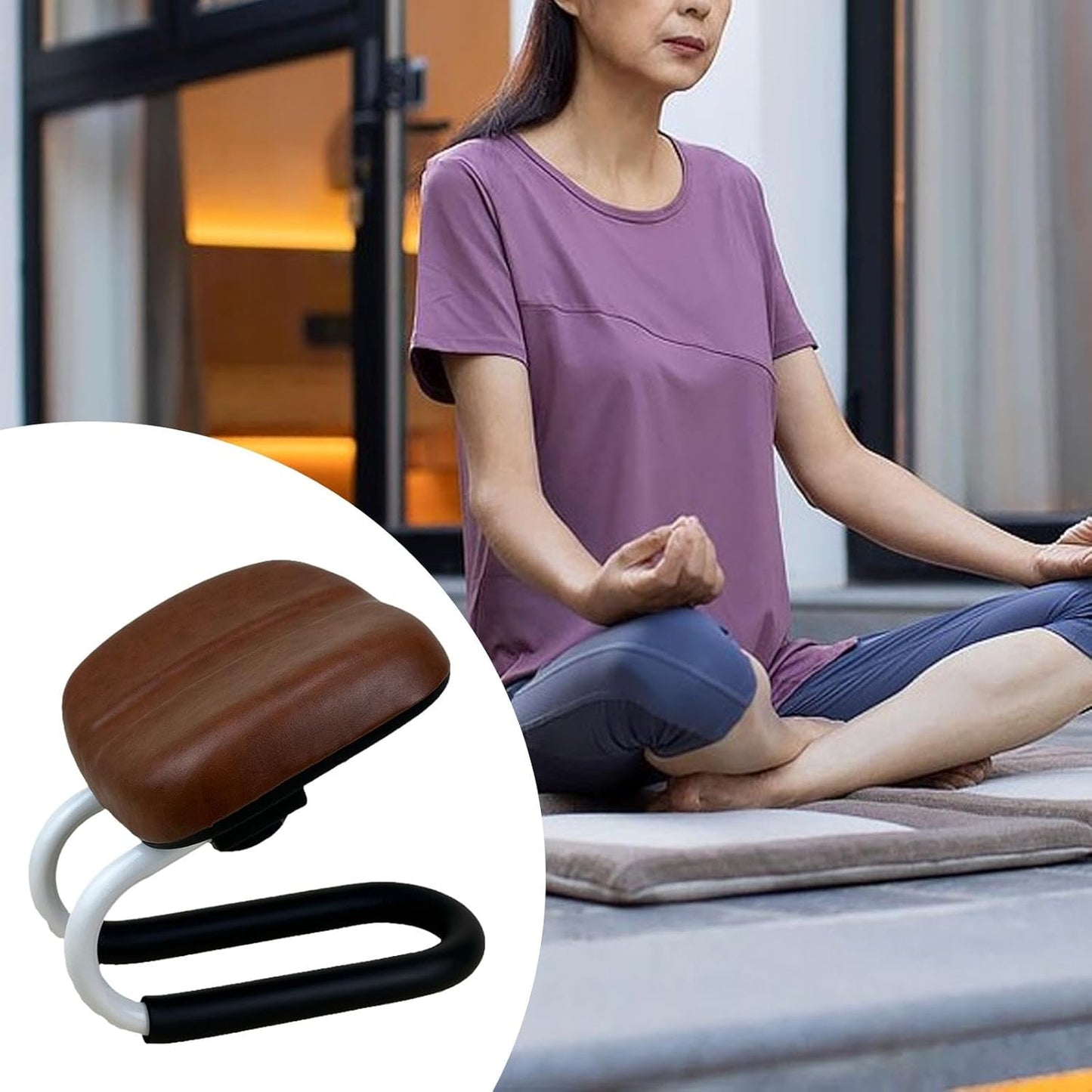 Menolana Kneeling Meditation Stool, Prayer Bench Adjustable Height, Portable Meditation Bench, for Studio Yoga Praying Prayer, Black