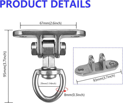 2 Antirust Swing Hanger Heavy Duty 360°+180°Rotation 1500LB Capacity Wood Playground Yoga Hammock Chair, Rope sandbag