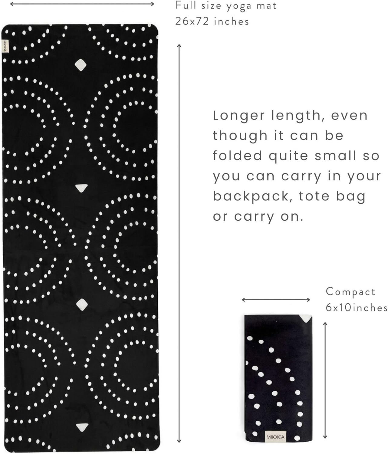 Travel Yoga Mat 1.5mm | Foldable, Lightweight Mat | Use for Travel, Backpacking, Yoga Retreat, Outdoors, Gym, Pilates, Machine Washable, Eco-Friendly