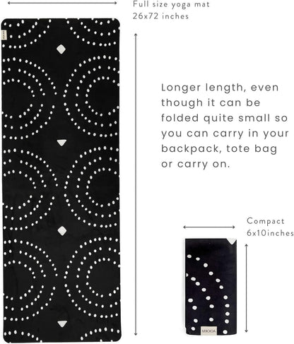 Travel Yoga Mat 1.5mm | Foldable, Lightweight Mat | Use for Travel, Backpacking, Yoga Retreat, Outdoors, Gym, Pilates, Machine Washable, Eco-Friendly