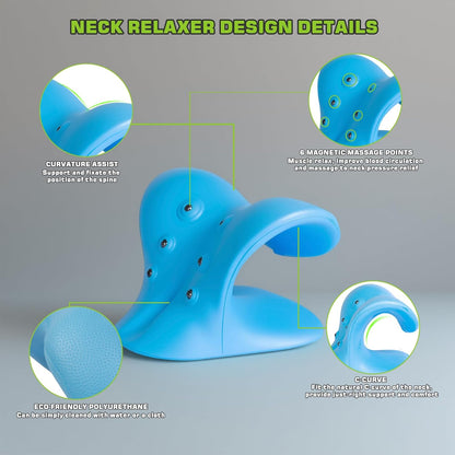 Neck Stretcher Cervical Traction Pillow with Magnetic Therapy Acupressure, Neck and Shoulder Relaxer for TMJ Pain Relief, C-Shaped Arch Design Chiropractic Pillow, Spine and Neck Corrector