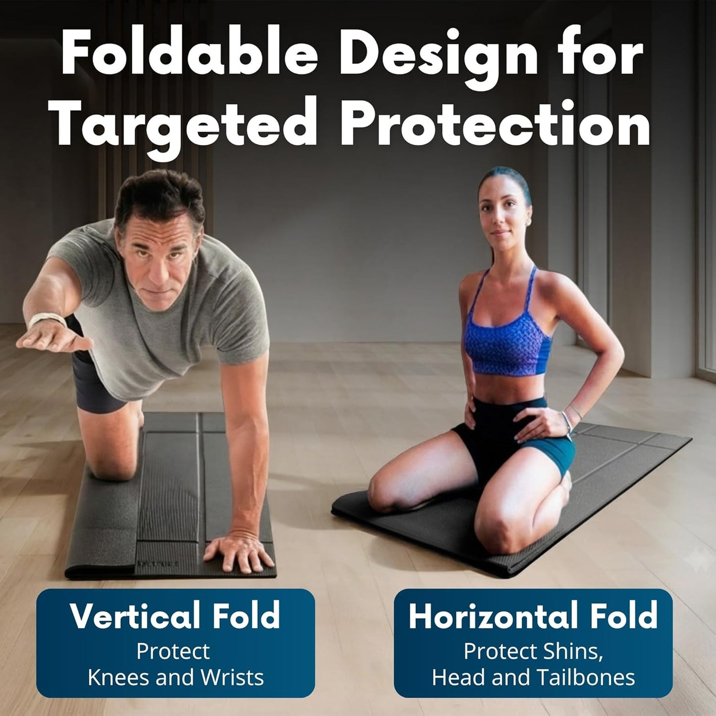 Foldable Yoga Mat Thick, in 6 Combinations; Greater Support and Protection for Joints, Body Alignment System, and Sections for Hands and Feet. Non-slip texture and water-resistant