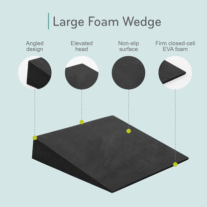 Balanced Body Large Foam Wedge, Pilates Reformer Accessory, Workout Wedge for Home Gym or Studio, Black