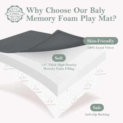 PapaMama Baby Play Mat,1.3" Thick Memory Foam 50x50 Soft Velvet Playpen Mat for Kids,Infants,Toddlers,Tummy Time Crawling Mats with Non-Slip Bottom,Yoga,Tatami,Nursery Rug(Sky Blue)