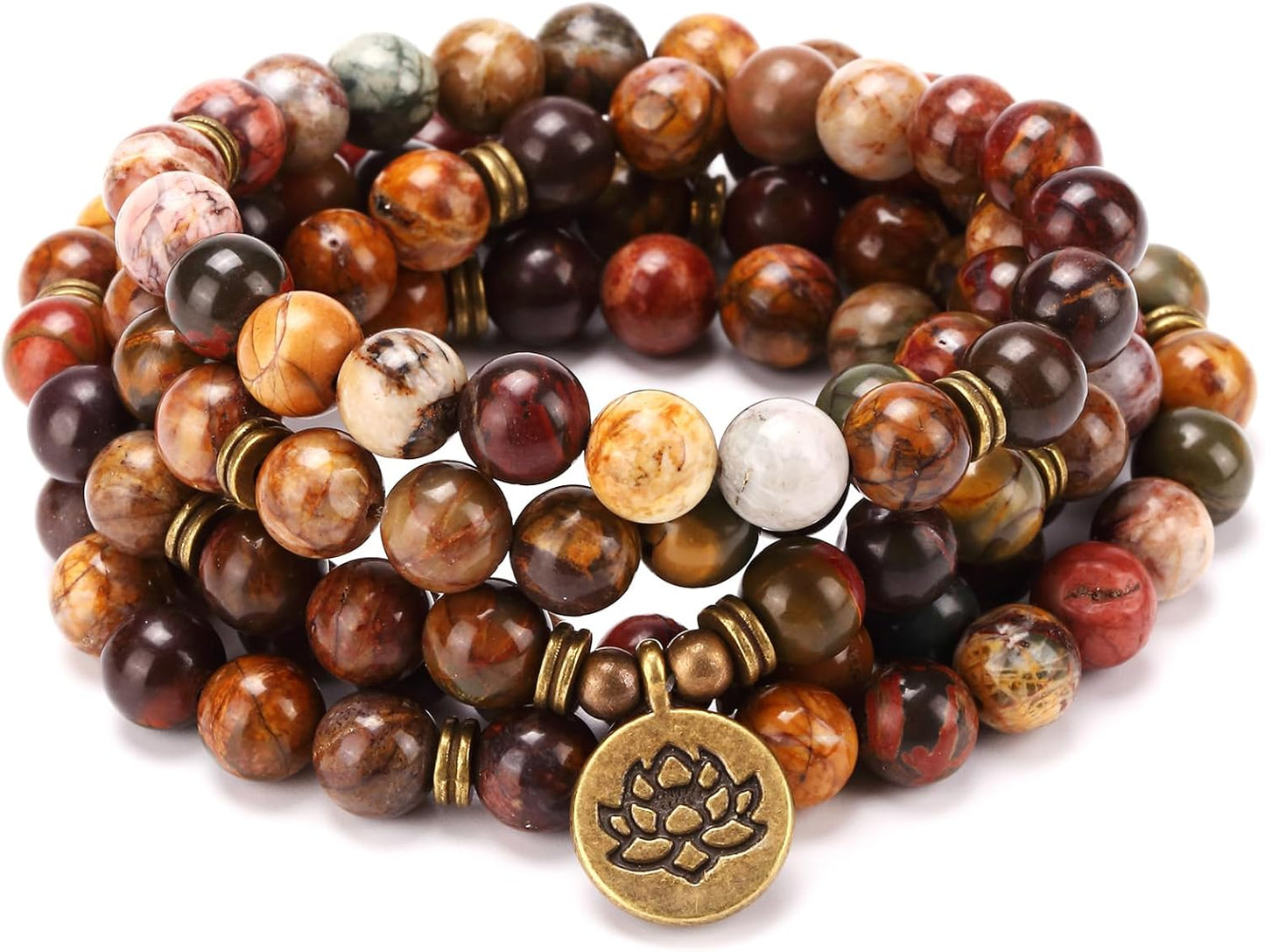Mala Bead Strand Bracelet, 108 Buddhist Prayer Beads Yoga Meditation Green Malachite Beads Necklace Women man
