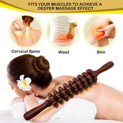Wooden Massager Handheld Roller Trigger Point Massager Stick for Fascia, Cellulite, Muscle & Abdomen , Body Therapy Massager, Muscle Belly Relief Tool…