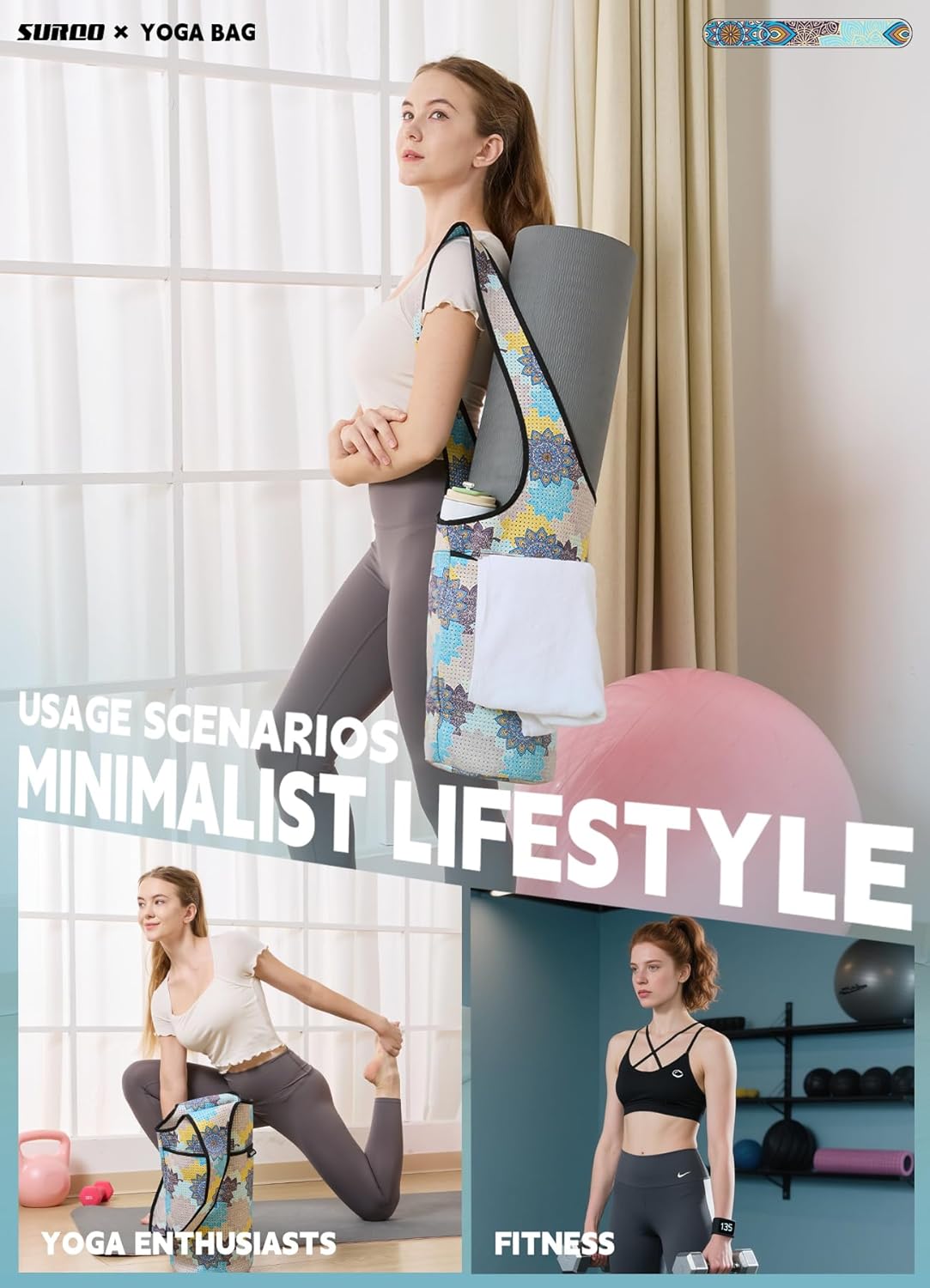 Yoga Mat Bag – Neoprene, Lightweight, Spacious Carrier, Large Zipper Pocket, Ideal for Gym Yoga & Fitness Mats