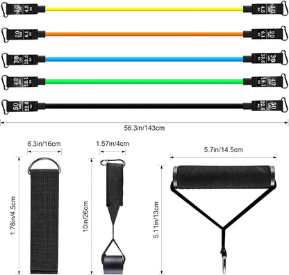Resistance Bands Set, Himaly Exercise Bands Strength Training Fitness Bands Workout Elastic Bands with Legs Ankle Straps, Door Anchor, Handles & Carry Bag for Home Outdoor Workouts