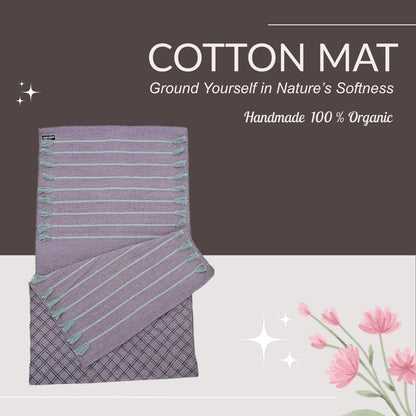 Indian Handmade100 % Organic Anti Skid Multi Colour Cotton Yoga Mat - Eco-Friendly Hand-Woven Rug - Non-Slip & Thick (24”x72”x5mm) for Hot yoga & Everyday Fitness at Home - Comfortable & Foldable Extra-Long Mat