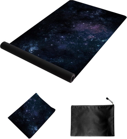 nuveti Printed Travel Yoga Mat-1/16 Inch Thick Non Slip Fitness Workout Mat with Carrying Bag, Foldable Lightweight Suede & Natural Rubber Yoga Mat for Yoga Pilates and Fitness 72" L x 24" W x 1.5mm